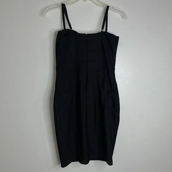 Black Bodycon Spaghetti Strap Dress Women’s Size Small Haute Monde - Picture 3 of 9